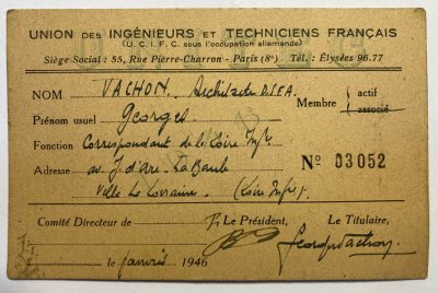 <p>Union des ingénieurs et techniciens français - 1946</p>Archives départementales de Loire-Atlantique (cote 222 J 1) - Collectif <acronym title="Jean de Neyman">J.d.N.</acronym>