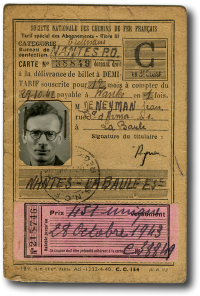 Carte de train de Jean - Nantes à La Baule-Escoublac