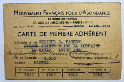 <p>Mouvement Français pour l'Abondance - 1951</p>Archives départementales de Loire-Atlantique (cote 222 J 1) - Collectif <acronym title="Jean de Neyman">J.d.N.</acronym>