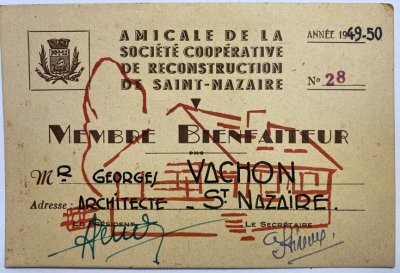 <p>Amicale de la Société coopérative de reconstruction de Saint-Nazaire</p>Archives départementales de Loire-Atlantique (cote 222 J 1) - Collectif <acronym title="Jean de Neyman">J.d.N.</acronym>