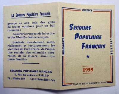 <p>Secours Populaire Français - 1959</p>Archives départementales de Loire-Atlantique (cote 222 J 1) - Collectif <acronym title="Jean de Neyman">J.d.N.</acronym>