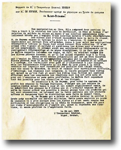 Rapport d'Inspection du 25 mai 1939, sur Jean