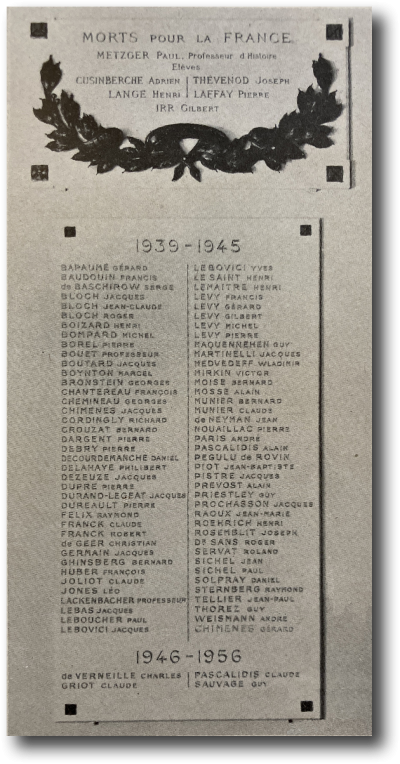 Plaque mémorielle telle que présentée dans le livret de restitution de la cérémonie en 1956.